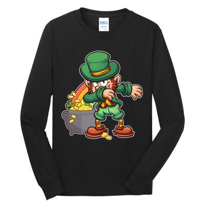 St Patricks Day Dabbing Leprechaun Pot Of Gold Tall Long Sleeve T-Shirt