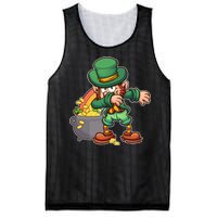 St Patricks Day Dabbing Leprechaun Pot Of Gold Mesh Reversible Basketball Jersey Tank