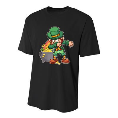 St Patricks Day Dabbing Leprechaun Pot Of Gold Youth Performance Sprint T-Shirt