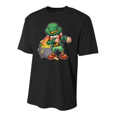 St Patricks Day Dabbing Leprechaun Pot Of Gold Youth Performance Sprint T-Shirt