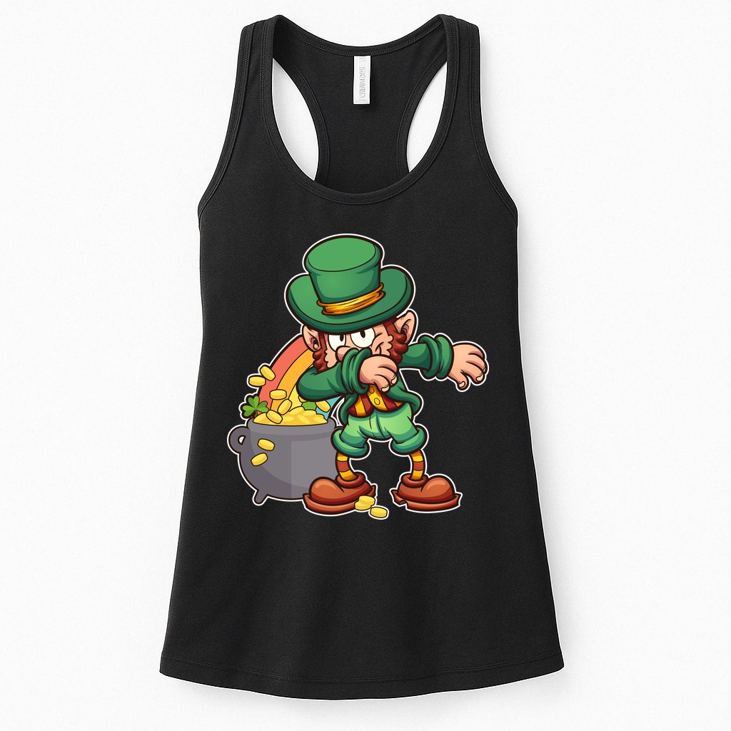 St Patricks Day Dabbing Leprechaun Pot Of Gold Womens Tank Top
