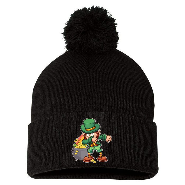 St Patricks Day Dabbing Leprechaun Pot Of Gold Pom Pom 12in Knit Beanie