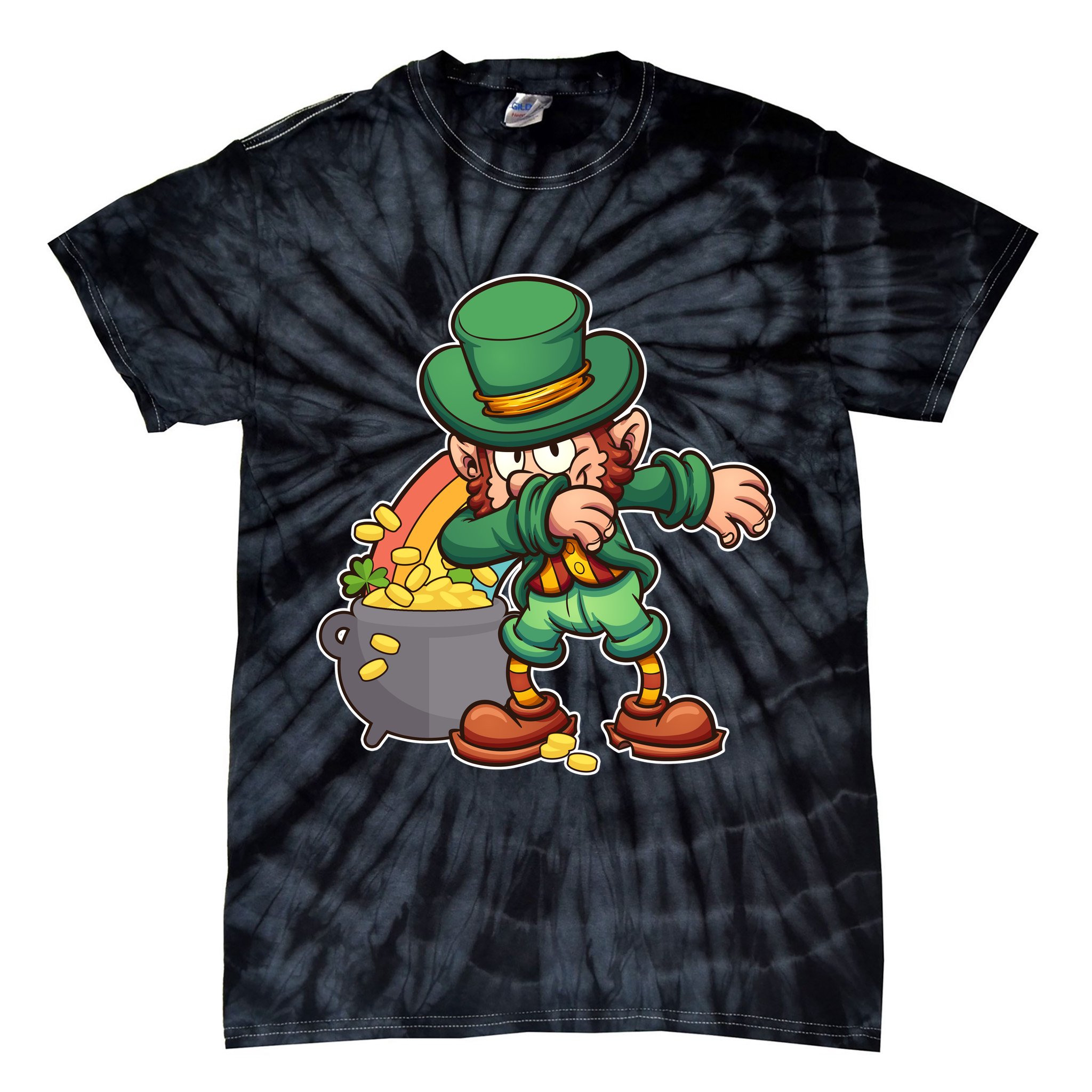 St Patricks Day Dabbing Leprechaun Pot Of Gold Tie-Dye T-Shirt