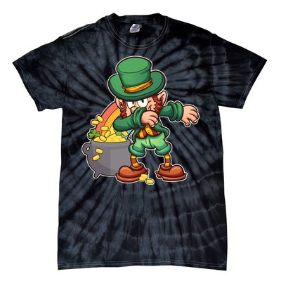 St Patricks Day Dabbing Leprechaun Pot Of Gold Tie-Dye T-Shirt