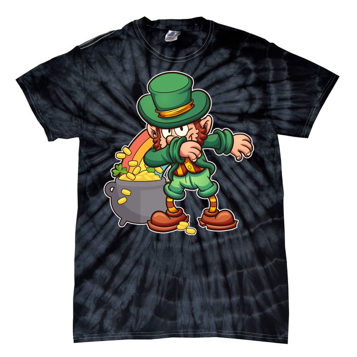 St Patricks Day Dabbing Leprechaun Pot Of Gold Tie-Dye T-Shirt