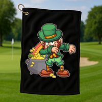 St Patricks Day Dabbing Leprechaun Pot Of Gold Golf Towel