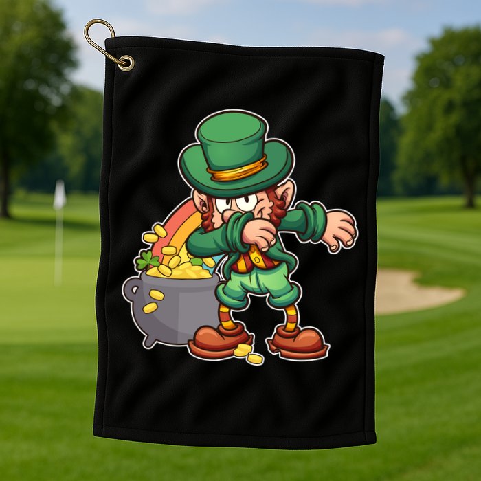 St Patricks Day Dabbing Leprechaun Pot Of Gold Golf Towel