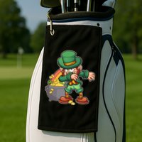St Patricks Day Dabbing Leprechaun Pot Of Gold Golf Towel