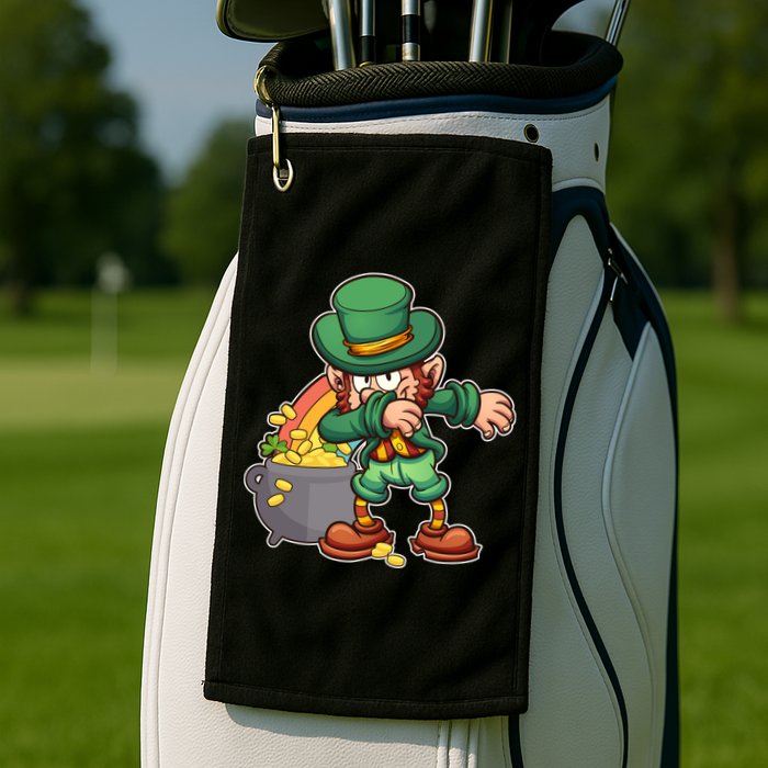 St Patricks Day Dabbing Leprechaun Pot Of Gold Golf Towel