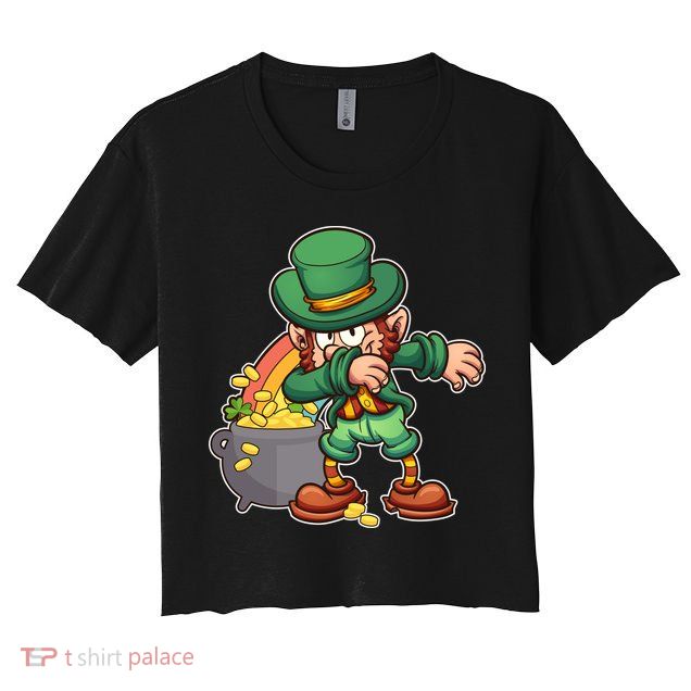 St Patricks Day Dabbing Leprechaun Pot Of Gold Crop Top