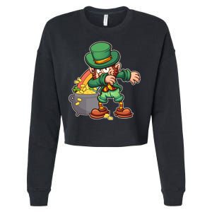 St Patricks Day Dabbing Leprechaun Pot Of Gold Cropped Pullover Crew