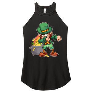 St Patricks Day Dabbing Leprechaun Pot Of Gold Women's Perfect Tri Rocker Tank