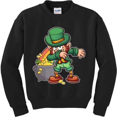 St Patricks Day Dabbing Leprechaun Pot Of Gold Kids Sweatshirt