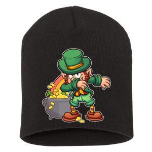 St Patricks Day Dabbing Leprechaun Pot Of Gold Short Acrylic Beanie