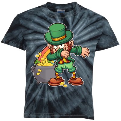 St Patricks Day Dabbing Leprechaun Pot Of Gold Kids Tie-Dye T-Shirt