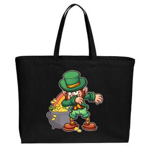 St Patricks Day Dabbing Leprechaun Pot Of Gold Cotton Canvas Jumbo Tote