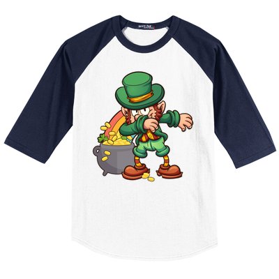 St Patricks Day Dabbing Leprechaun Pot Of Gold Baseball Sleeve Shirt