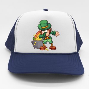 St Patricks Day Dabbing Leprechaun Pot Of Gold Trucker Hat