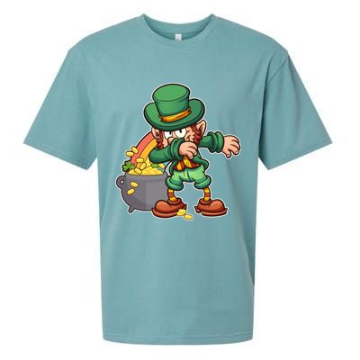 St Patricks Day Dabbing Leprechaun Pot Of Gold Sueded Cloud Jersey T-Shirt