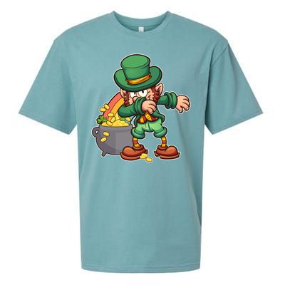 St Patricks Day Dabbing Leprechaun Pot Of Gold Sueded Cloud Jersey T-Shirt