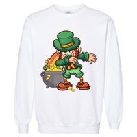 St Patricks Day Dabbing Leprechaun Pot Of Gold Garment-Dyed Sweatshirt