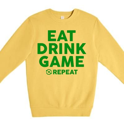 St Patrick's Day Eat Drink Game Repeat Premium Crewneck Sweatshirt