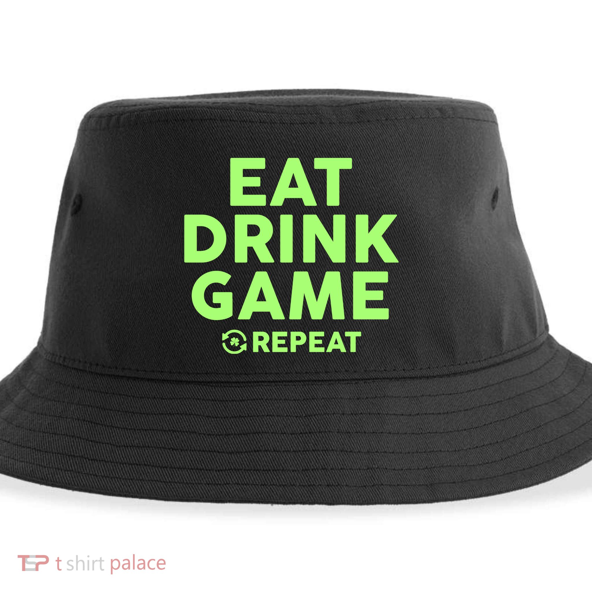 St Patrick's Day Eat Drink Game Repeat Sustainable Bucket Hat