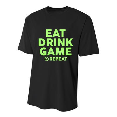 St Patrick's Day Eat Drink Game Repeat Youth Performance Sprint T-Shirt