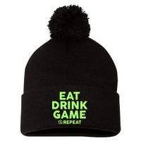 St Patrick's Day Eat Drink Game Repeat Pom Pom 12in Knit Beanie