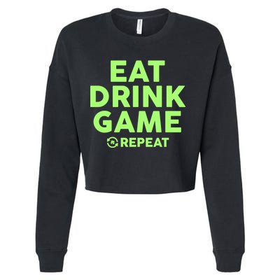 St Patrick's Day Eat Drink Game Repeat Cropped Pullover Crew