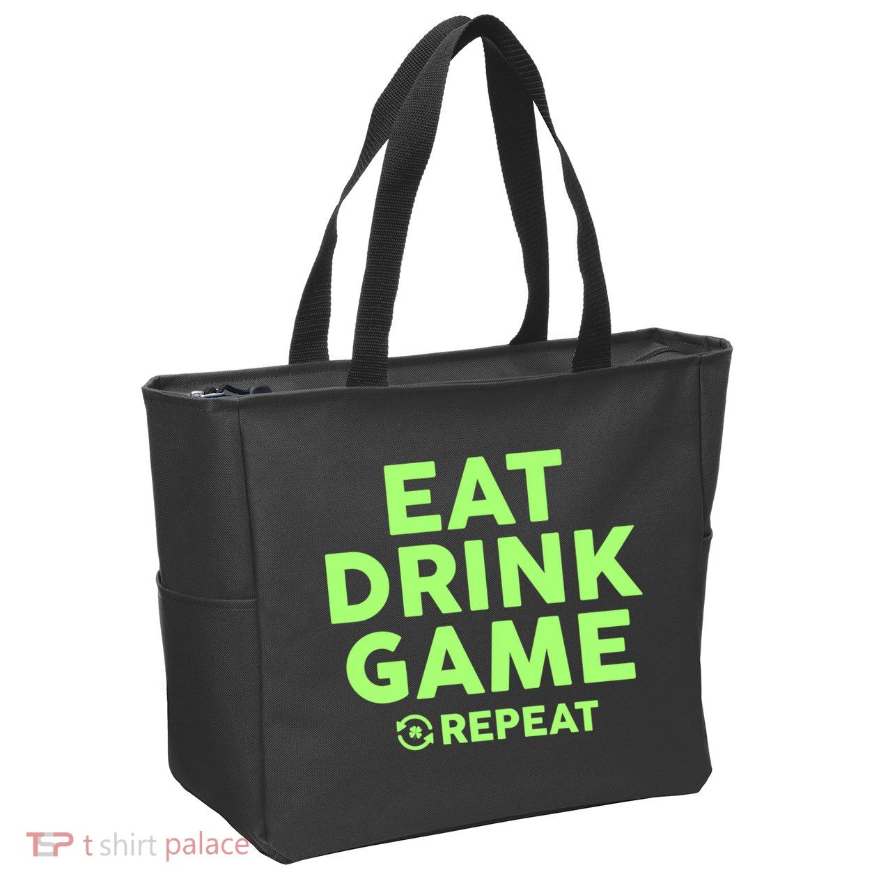 St Patrick's Day Eat Drink Game Repeat Zip Tote Bag