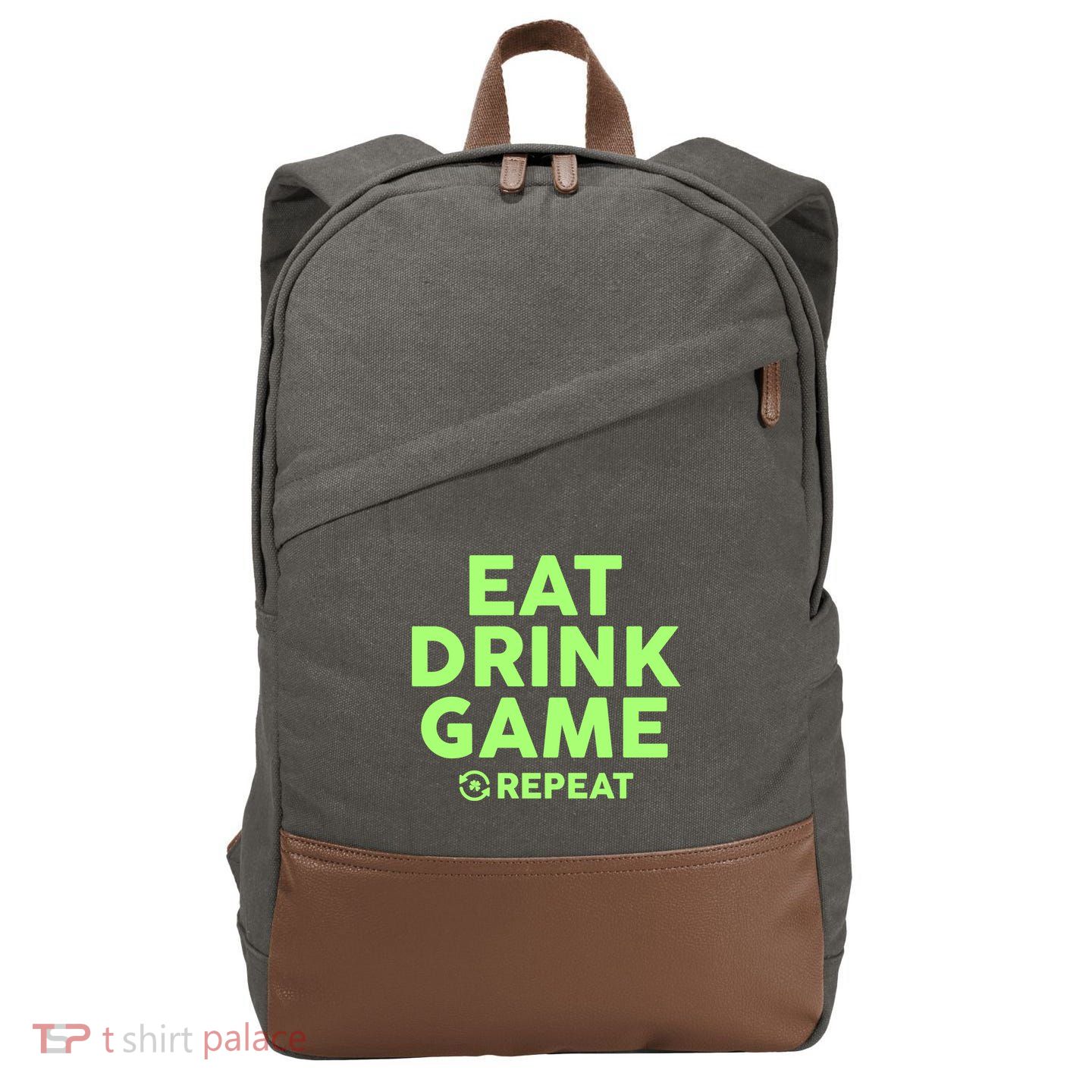 St Patrick's Day Eat Drink Game Repeat Cotton Canvas Backpack