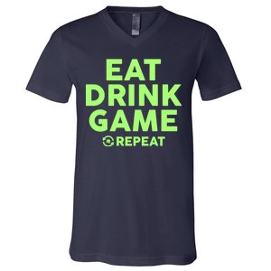 St Patrick's Day Eat Drink Game Repeat V-Neck T-Shirt