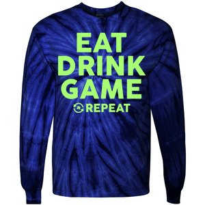 St Patrick's Day Eat Drink Game Repeat Tie-Dye Long Sleeve Shirt