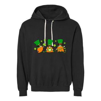 St Patrick's Day Gnome Garment-Dyed Fleece Hoodie
