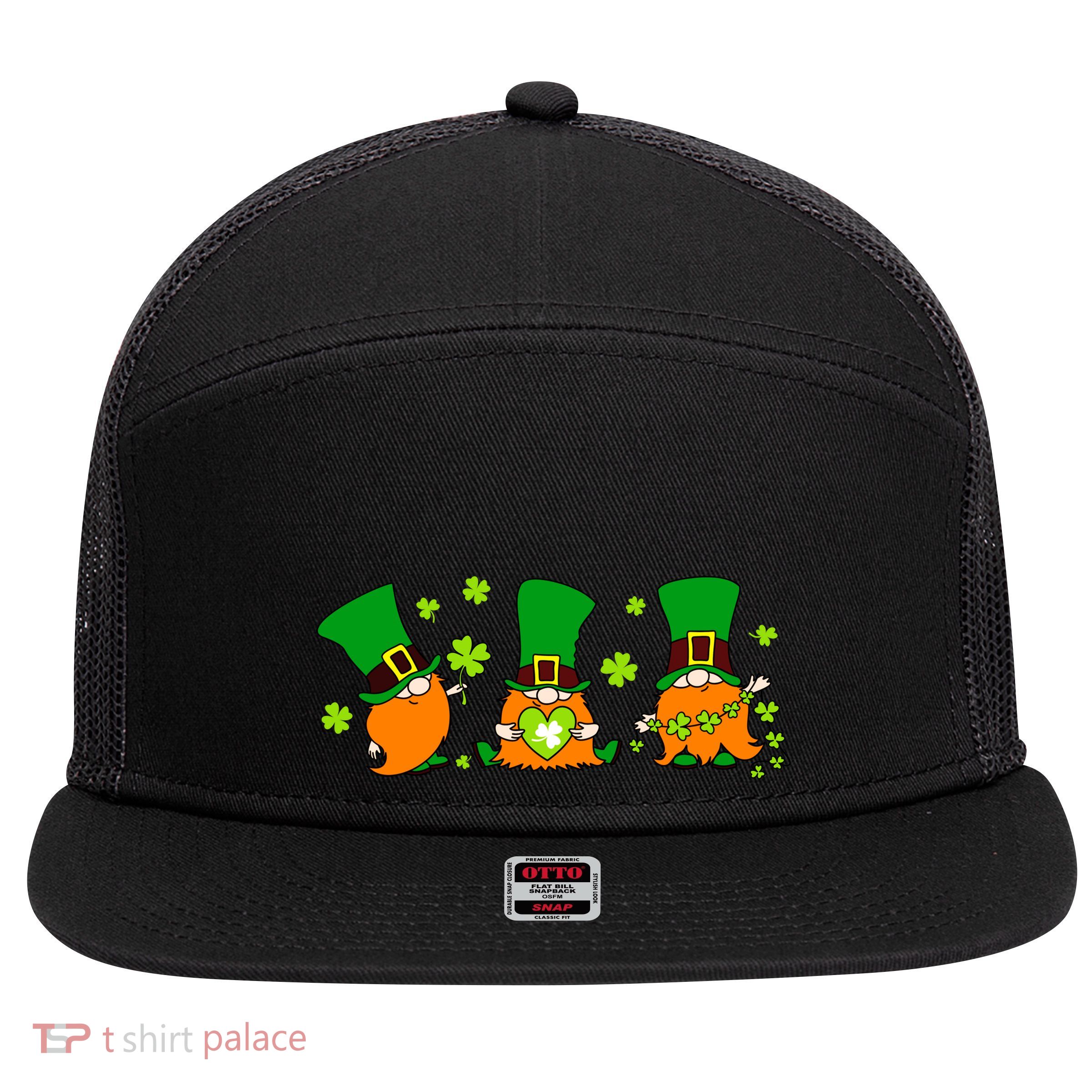 St Patrick's Day Gnome 7 Panel Mesh Trucker Snapback Hat