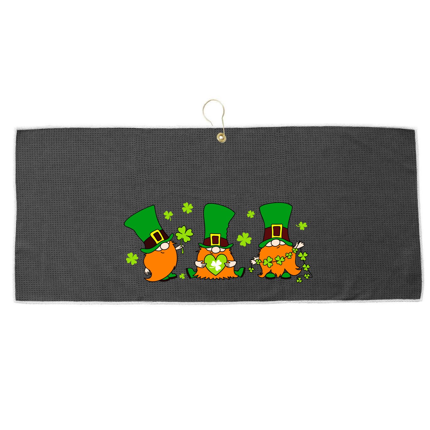 St Patrick's Day Gnome Large Microfiber Waffle Golf Towel