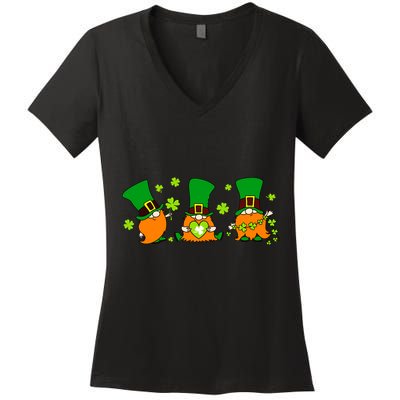 St Patrick's Day Gnome Women's V-Neck T-Shirt