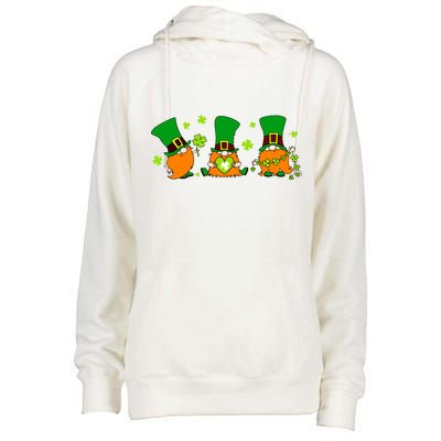 St Patrick's Day Gnome Womens Funnel Neck Pullover Hood