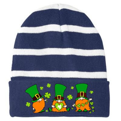 St Patrick's Day Gnome Striped Beanie with Solid Band