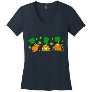 St Patrick's Day Gnome Women's V-Neck T-Shirt