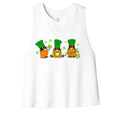 St Patrick's Day Gnome Women's Racerback Cropped Tank