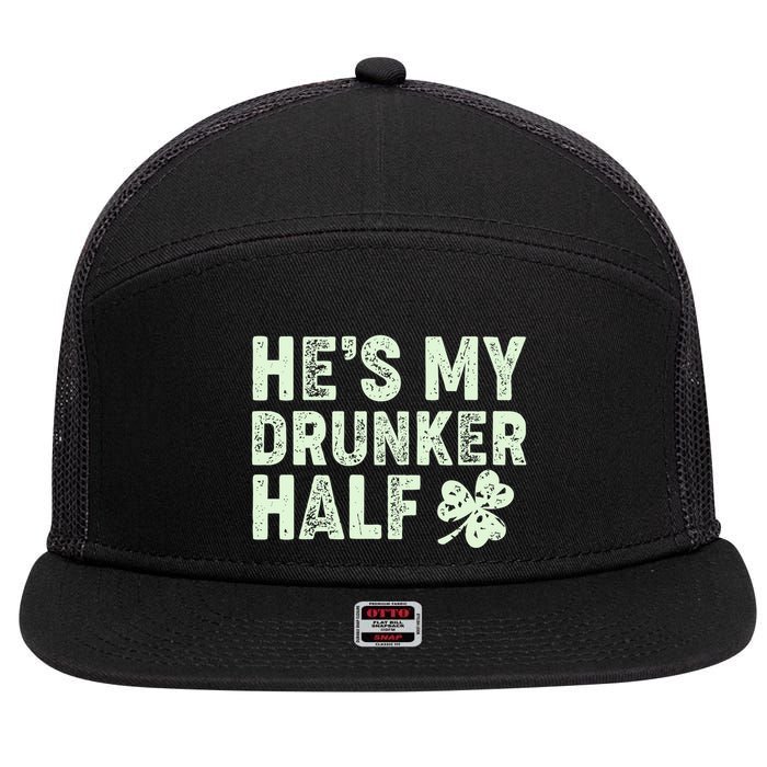 St Patrick's Day He's My Drunker Half Matching Couple's 7 Panel Mesh Trucker Snapback Hat