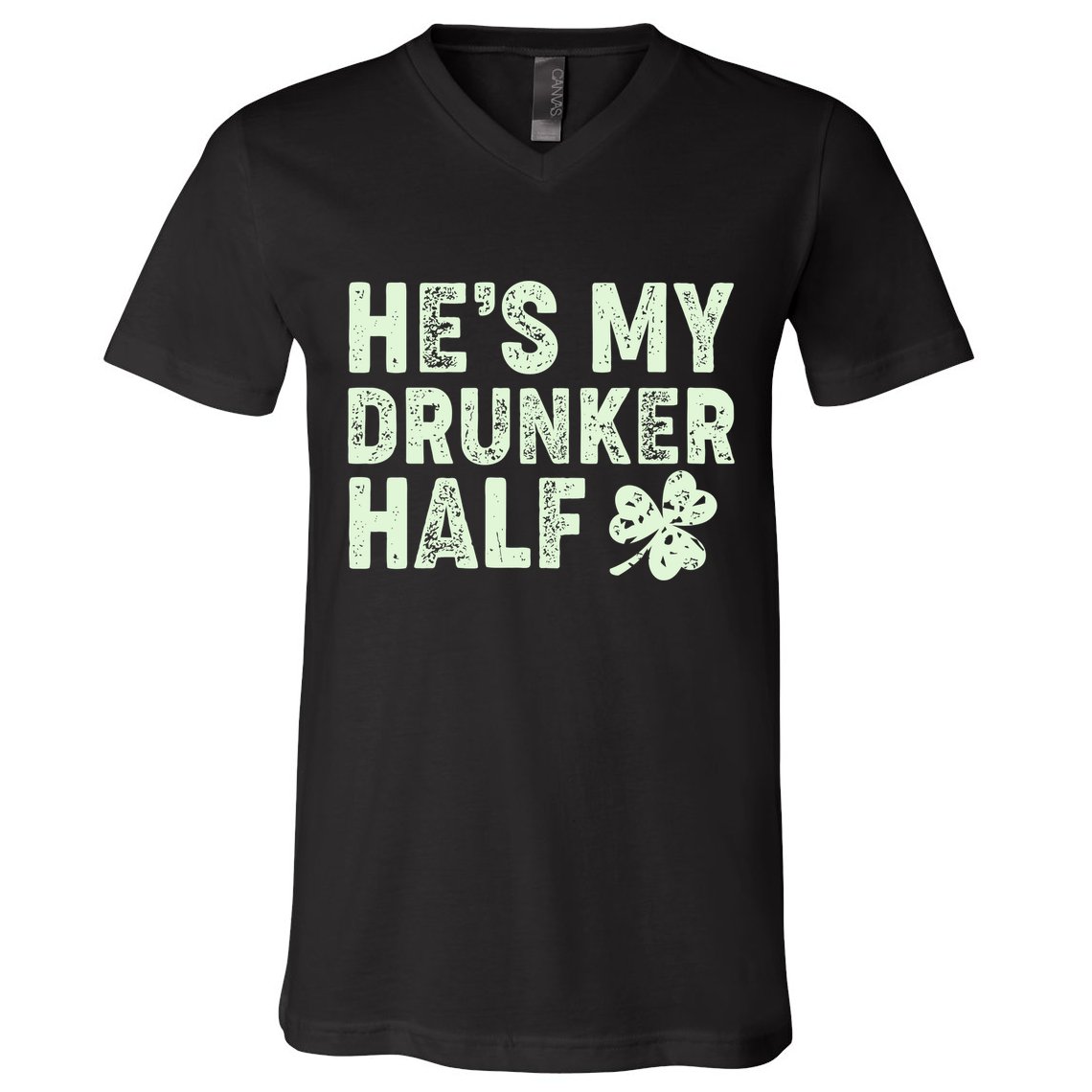 St Patrick's Day He's My Drunker Half Matching Couple's V-Neck T-Shirt