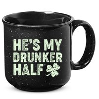 St Patrick's Day He's My Drunker Half Matching Couple's 15oz Campfire Ceramic Mug