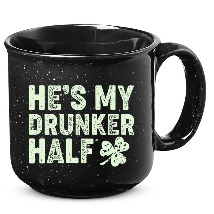 St Patrick's Day He's My Drunker Half Matching Couple's 15oz Campfire Ceramic Mug
