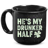 St Patrick's Day He's My Drunker Half Matching Couple's 15oz Campfire Ceramic Mug