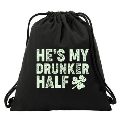 St Patrick's Day He's My Drunker Half Matching Couple's Drawstring Bag