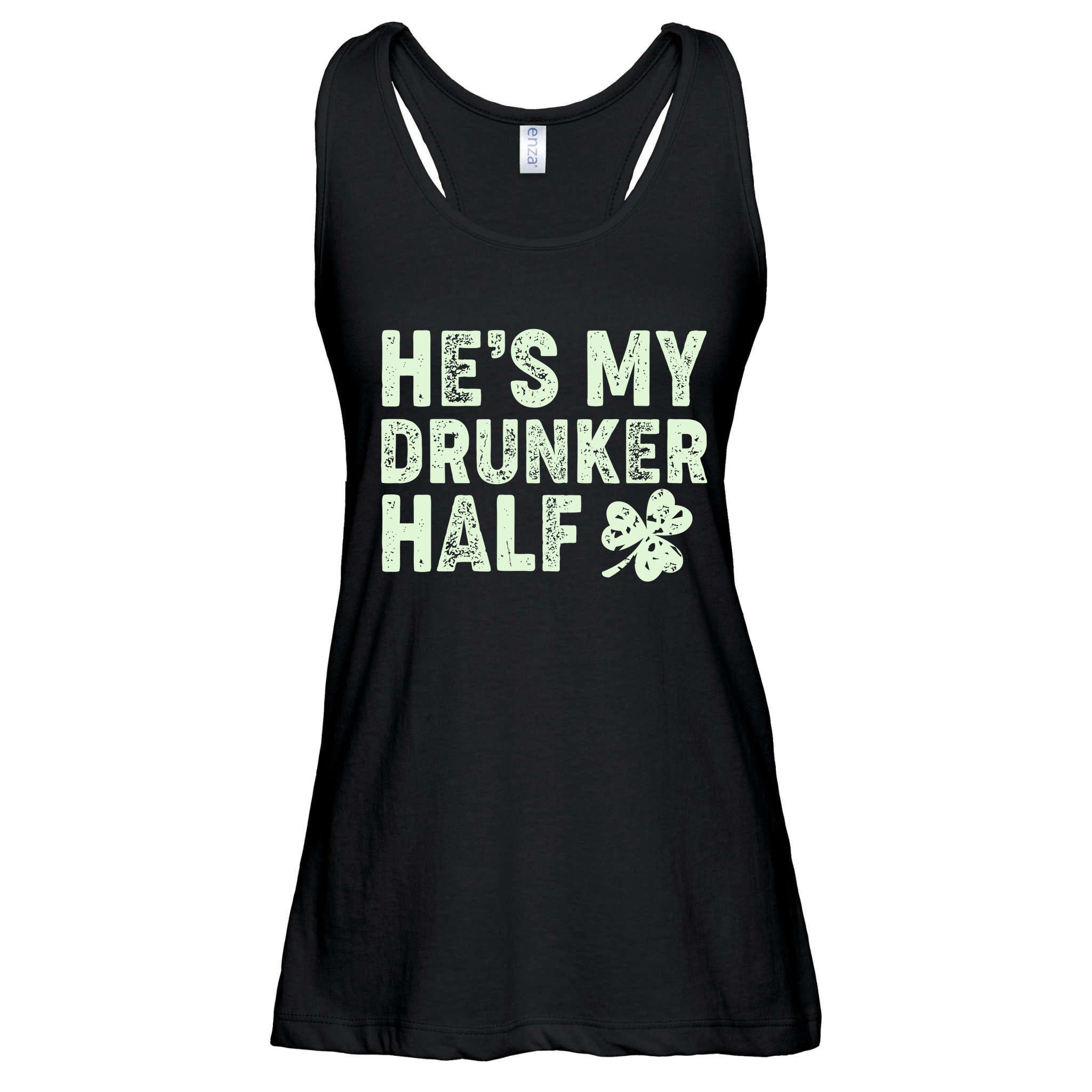 St Patrick's Day He's My Drunker Half Matching Couple's Ladies Essential Flowy Tank