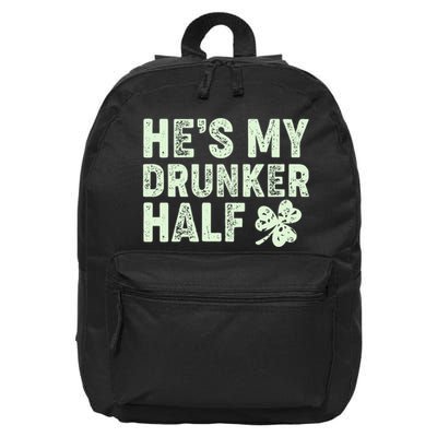 St Patrick's Day He's My Drunker Half Matching Couple's 16 in Basic Backpack